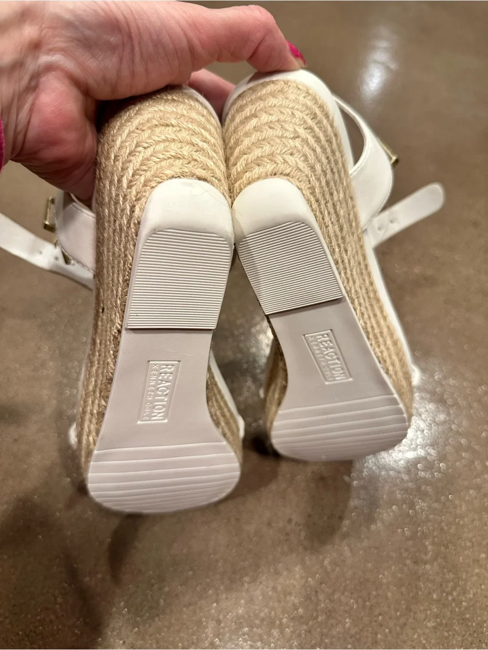 Kenneth Cole Reaction White Wedge Sandals with Braided Strap - Unbranded
